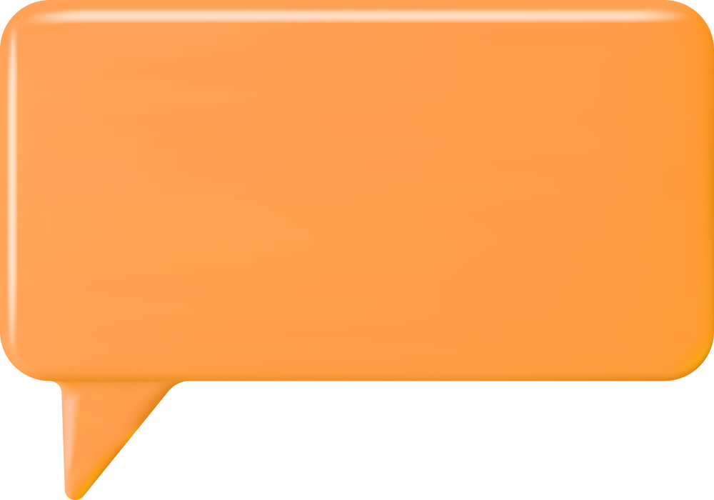 3D Orange Blank Speech Bubble